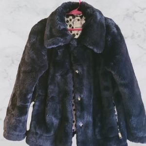 Urban Republic Kids Girl's Black Snap-Button Faux-Fur Coat Jacket